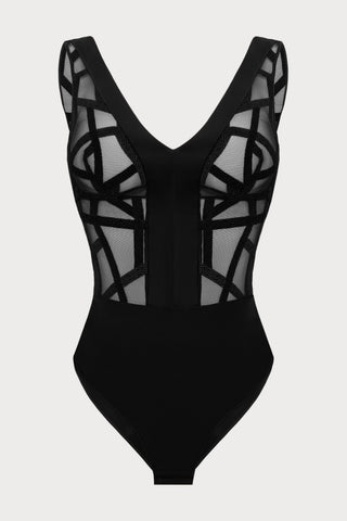Série V Neckline Embroidery Bodysuit