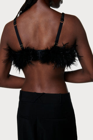 Fanny Cropped Feather & Satin Top
