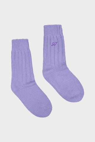 Knitted Ribbed Socks Purple