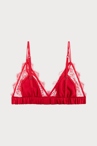 Love Lace Triangle Bralette Red