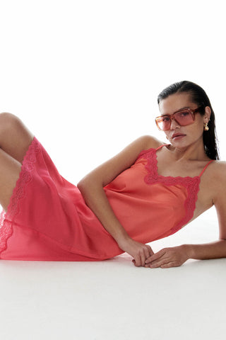 Willow Pink & Orange Satin Slip Dress
