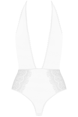 Maison Close Accroche Coeur Thong Bodysuit White