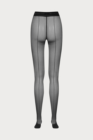 Maison Close Signature Seamed Fishnet Illusion Tights Black 25 Denier