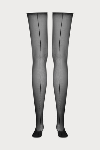 Maison Close Double Seam Cut & Curled Stockings Black