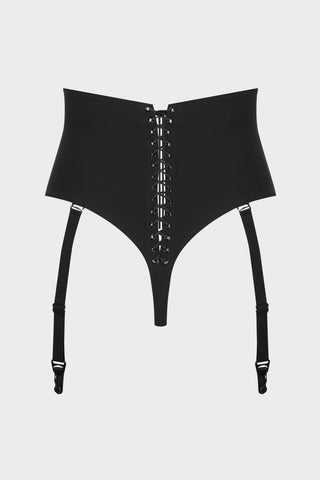 Nuit Infinie High Waist Suspender Thong back
