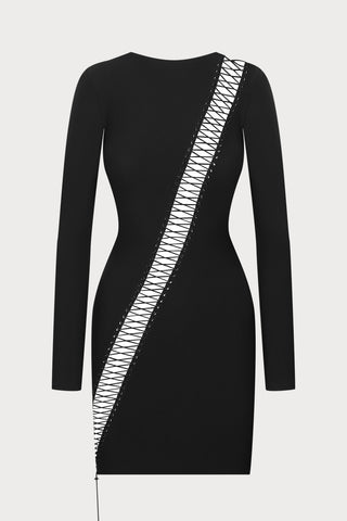 Nuit Infinie Lace-Up Back Mini Dress