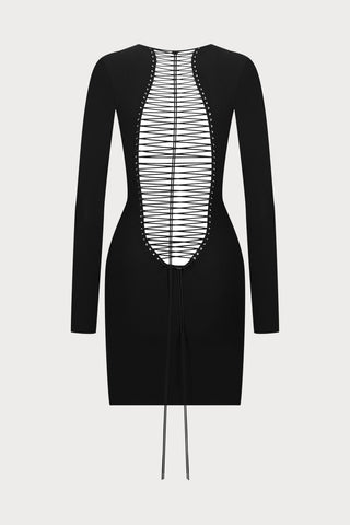 Nuit Infinie Lace-Up Back Mini Dress - Maison Close
