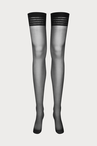 Maison Close Black Stripe Top Stockings 20 Denier