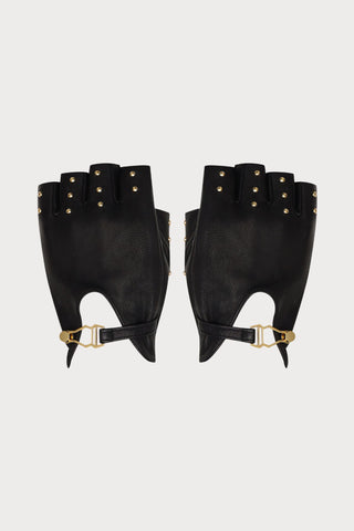 Maison Close Black Studded Leather Mittens - Naughty Knickers
