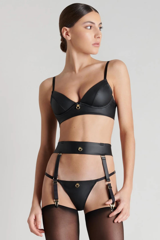 Maison Close Chambre Noire Bralette, Thong & Suspender Black