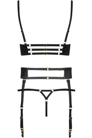 Maison Close Chambre Noire Bralette, Thong & Suspender Black