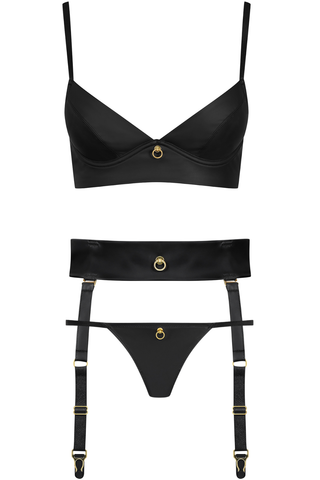 Maison Close Chambre Noire Bralette, Thong & Suspender Black