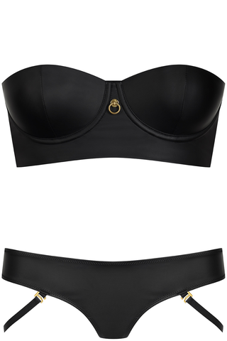 Maison Close Chambre Noire Bustier Bra & Strap Thong Black