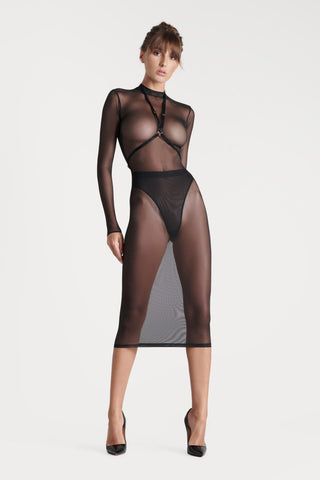Maison Close Black Sheer Midi Dress Corps à Corps