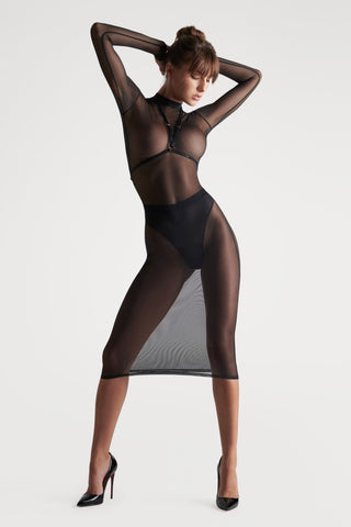 Maison Close Black Sheer Midi Dress Corps à Corps