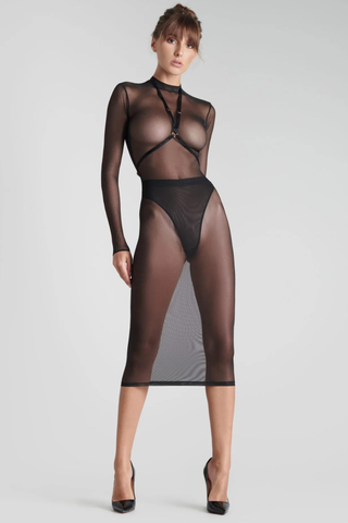 Maison Close Corps à Corps Harness Midi Dress & High Waist Thong Black