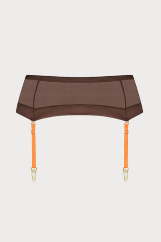 Corps à Corps Suspender Belt Brown/Neon Orange