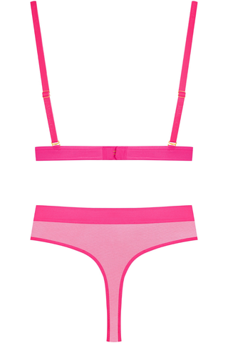 Maison Close Corps a Corps Neon Pink Triangle Bra & High Waist Thong Set