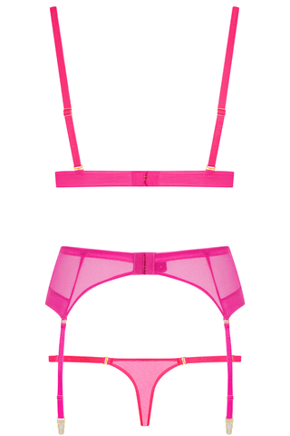 Maison Close Corps à Corps Triangle Bra, Thong & Suspender Neon Pink