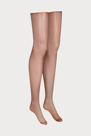 Maison Close Brown Neon Orange Back Seamed Stockings
