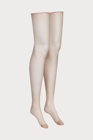Maison Close Taupe Neon Pink Back Seamed Stockings