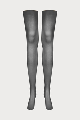 Maison Close Cut & Curled Lurex Gold Seam Stockings 20 Denier Black