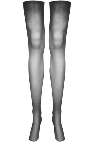 Maison Close Cut & Curled Lurex Purple Seam Stockings 20 Denier Black