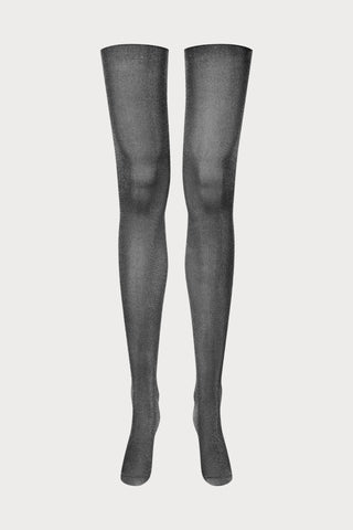Maison Close Silver Lurex Stockings Cut & Curled 20 Denier