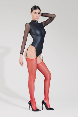 Maison Close Cut & Curled Stockings Red 10 Denier