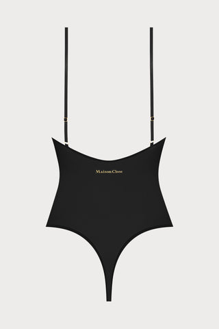Double Sens Black Thong Bodysuit