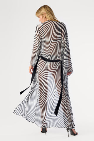 Fever Long Kimono in Black & White — Maison Close Resortwear