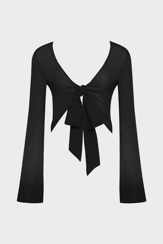 Maison Close Fever Long Sleeve Wrap Beach Top in Black - Naughty Knickers