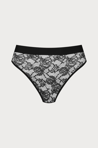Flashback Lace High Waist Thong Black