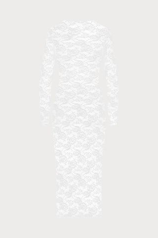 Flashback Lace Long Sleeve Midi Dress White