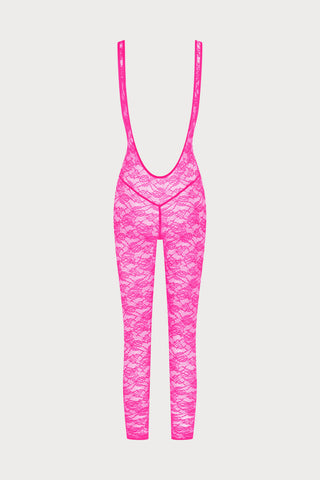 Flashback Lace Open Back Jumpsuit Pink