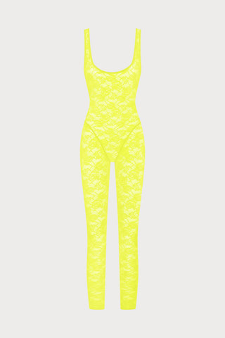 Flashback Lace Open Back Jumpsuit Yellow