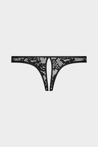 Flashback Lace Open Mini Brief Black