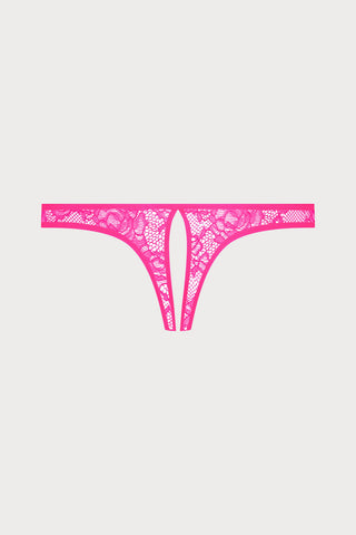 Flashback Lace Open Mini Brief Pink, Size XS (UK 4-6)