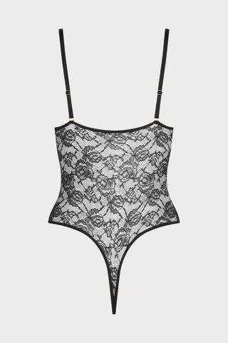 Flashback Lace Thong Body Black