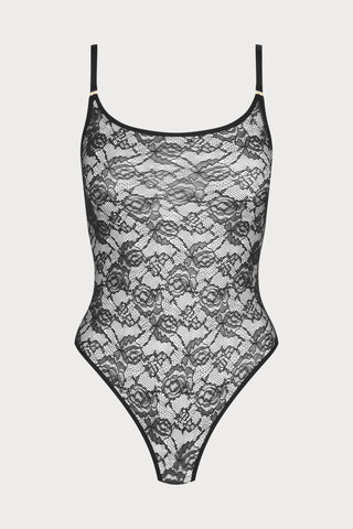 Flashback Lace Thong Body Black
