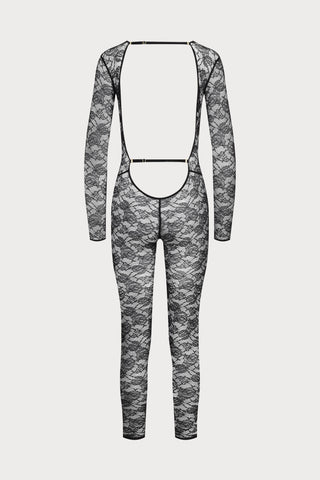 Flashback Lace V Neck Long Sleeve Jumpsuit