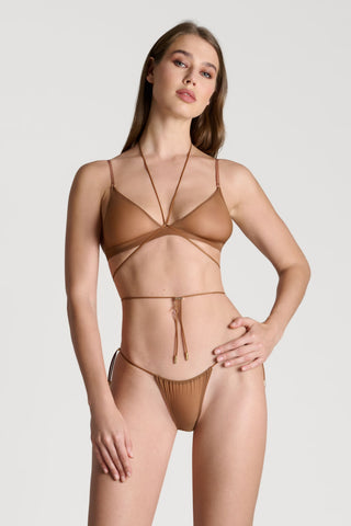 Maison Close French Kiss Light Sienna Sheer Mini Thong