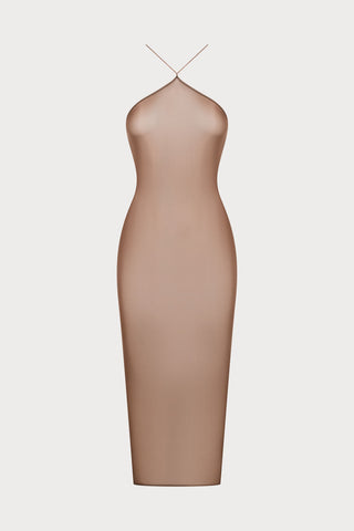French Kiss Light Mocha Midi Dress