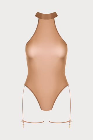 French Kiss Light Sienna Garter Thong Bodysuit