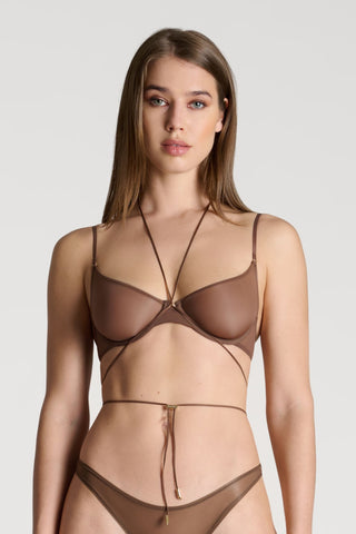 Maison Close French Kiss Light Mocha Sheer Wire Bra