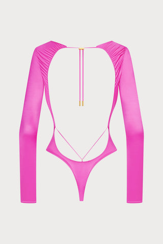 French Kiss Pink Long Sleeve Thong Body