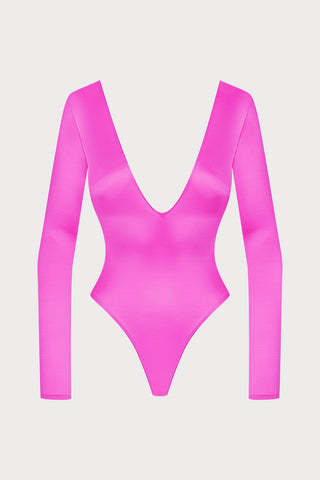 French Kiss Pink Long Sleeve Thong Body