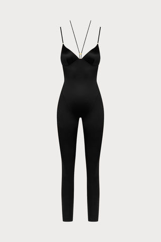 French Kiss Black Open Back Strap Jumpsuit