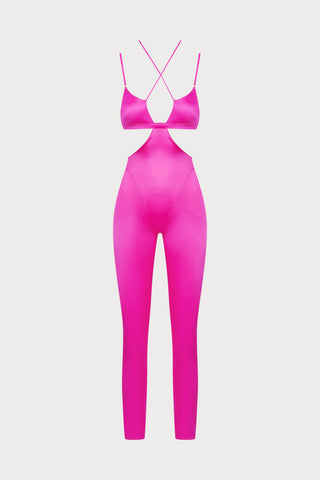 French Kiss Pink Strap Catsuit