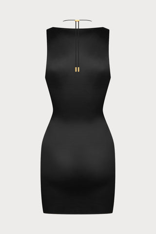 French Kiss Black V Neck Short Dress